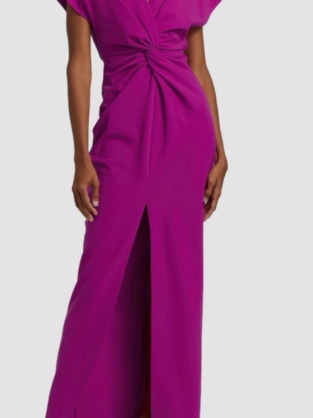 Prabal Gurung Fuchsia Twist-Front V-Neck Maxi Dress